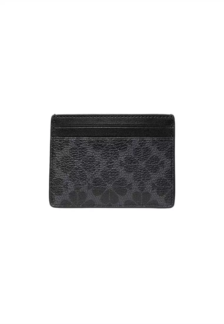 Signature Spade Flower Small Slim Card Holder Black KI371