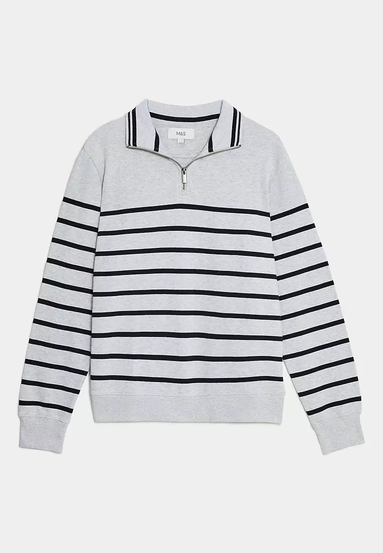 Pure Cotton Striped Sweatshirt