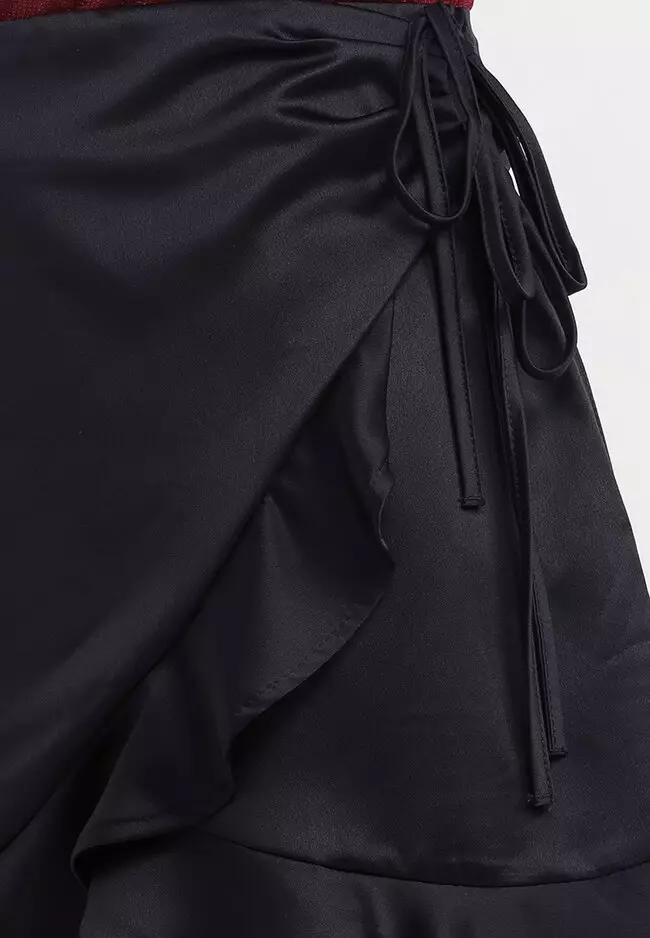 Buy TOPSHOP Topshop ruffle satin wrap mini skirt Online ZALORA