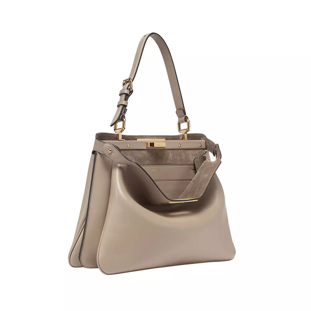 Peekaboo Soft Medium Leather Shoulder Bag Dove Grey