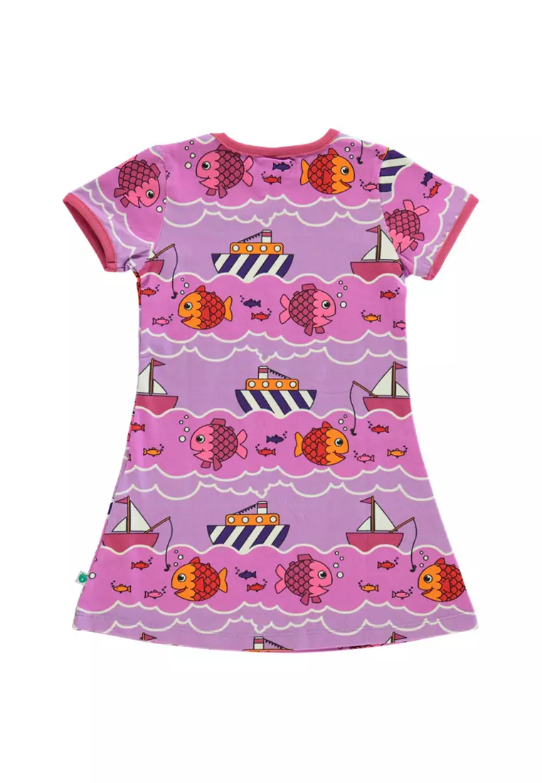 Short-sleeved Dress with boat and fish