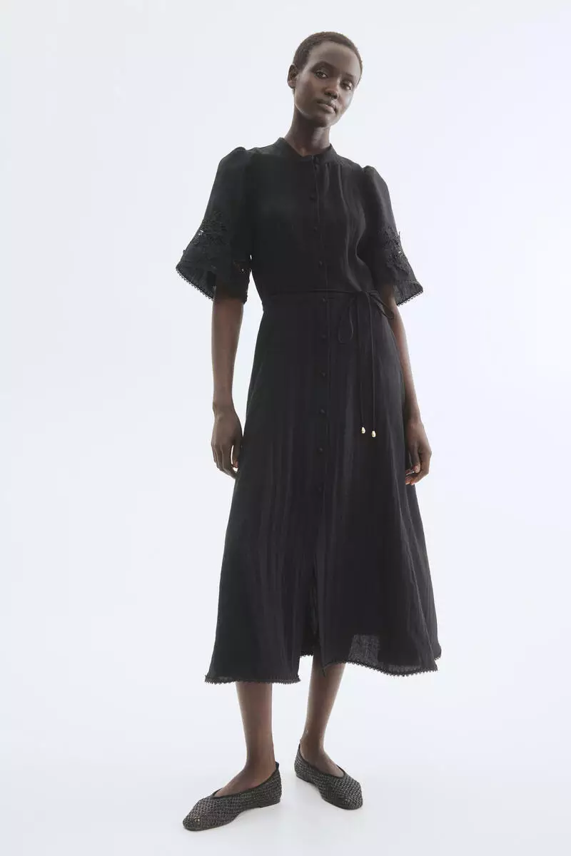 Crinkled broderie anglaise dress