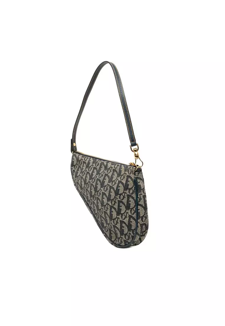 Pre-Loved Dior Mini Diorissimo Canvas Saddle Pochette