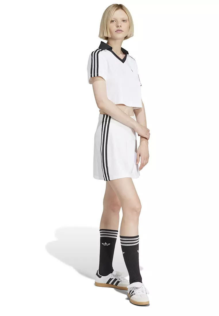 Buy ADIDAS Adicolor Football Jacquard V-Neck Crop Polo Shirt