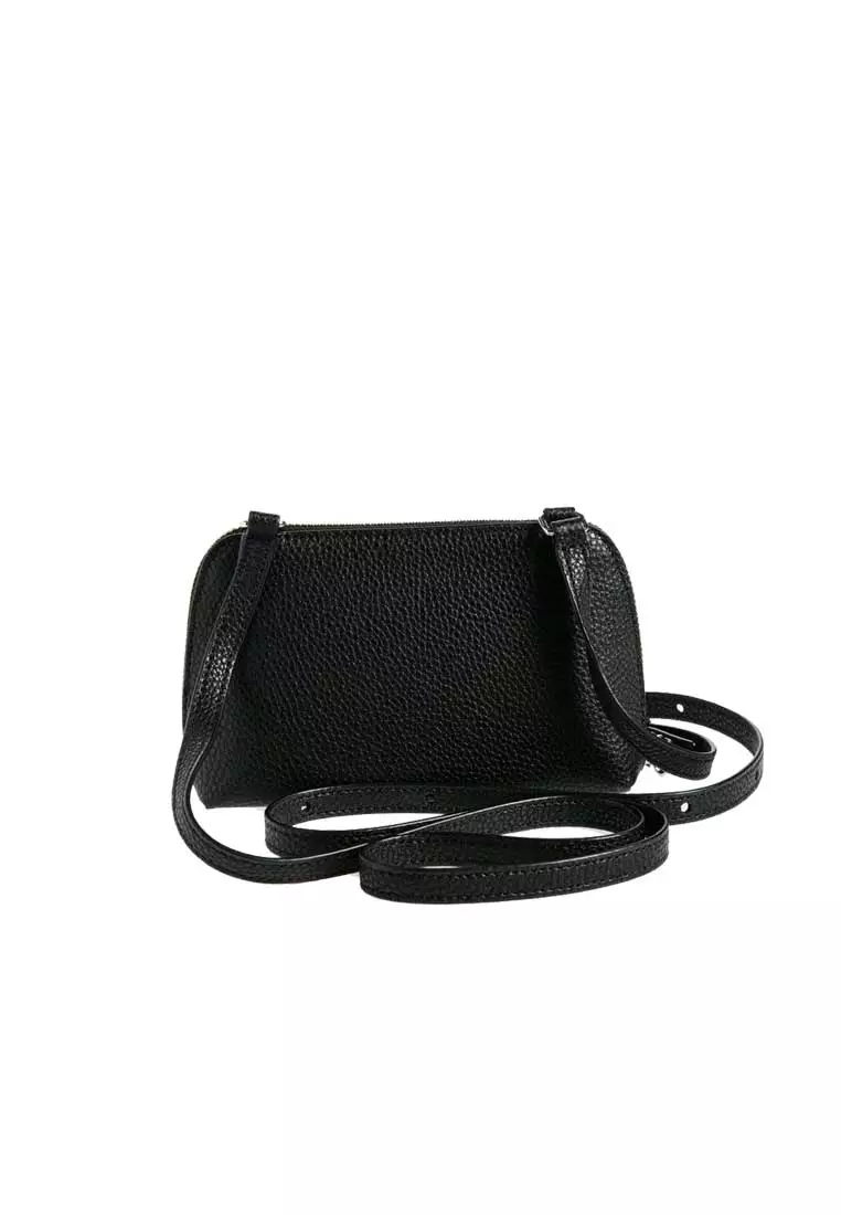 Bold Grind Leather Small Crossbody Pouch Black 4F4SMN001S01