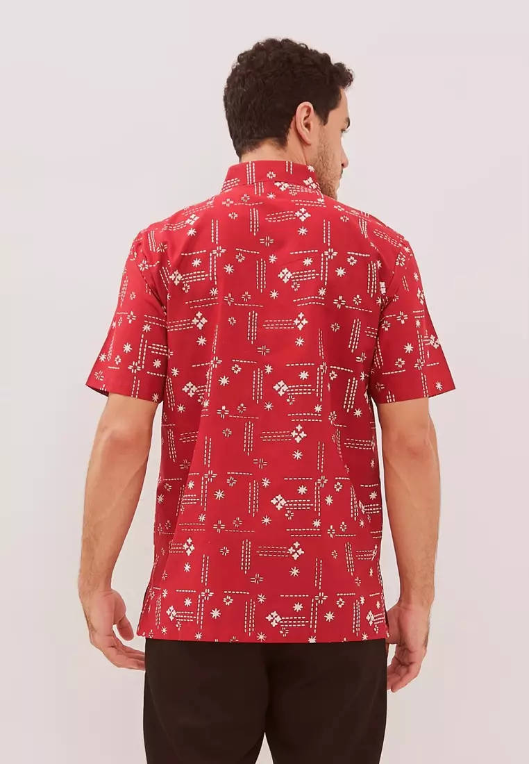 Signature Hadinata Batik Pria Kemeja Pendek Cap Furing Satya