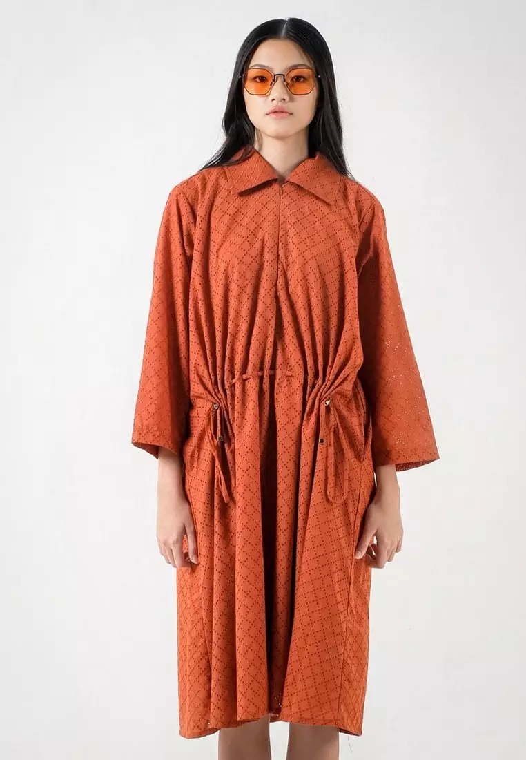 3Second x Danjyo Hiyoji Women's Shirt Maxi Dress Orange 080423