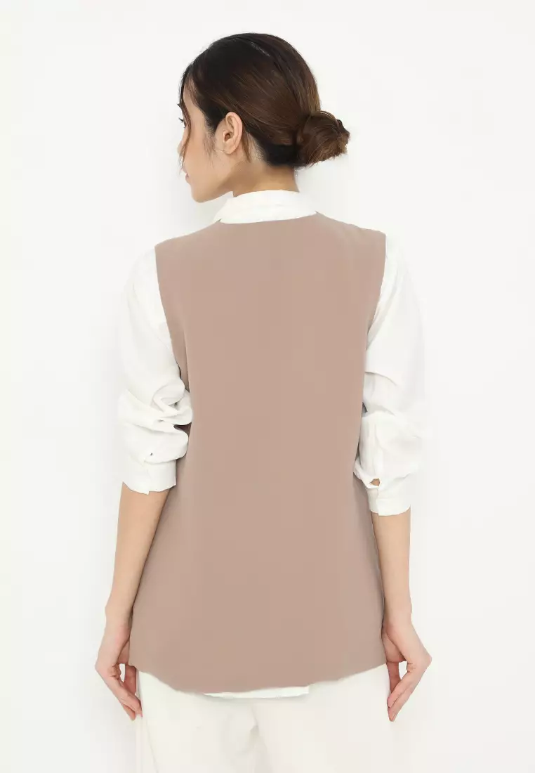 Basic Vest in Coksu By Brilliant Girl Warna COKLAT