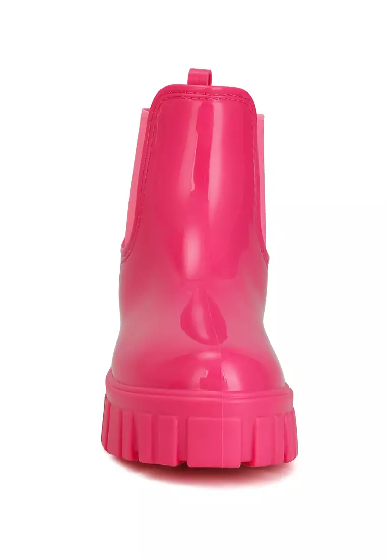 Chunky Chelsea Rain Boots In Fuchsia