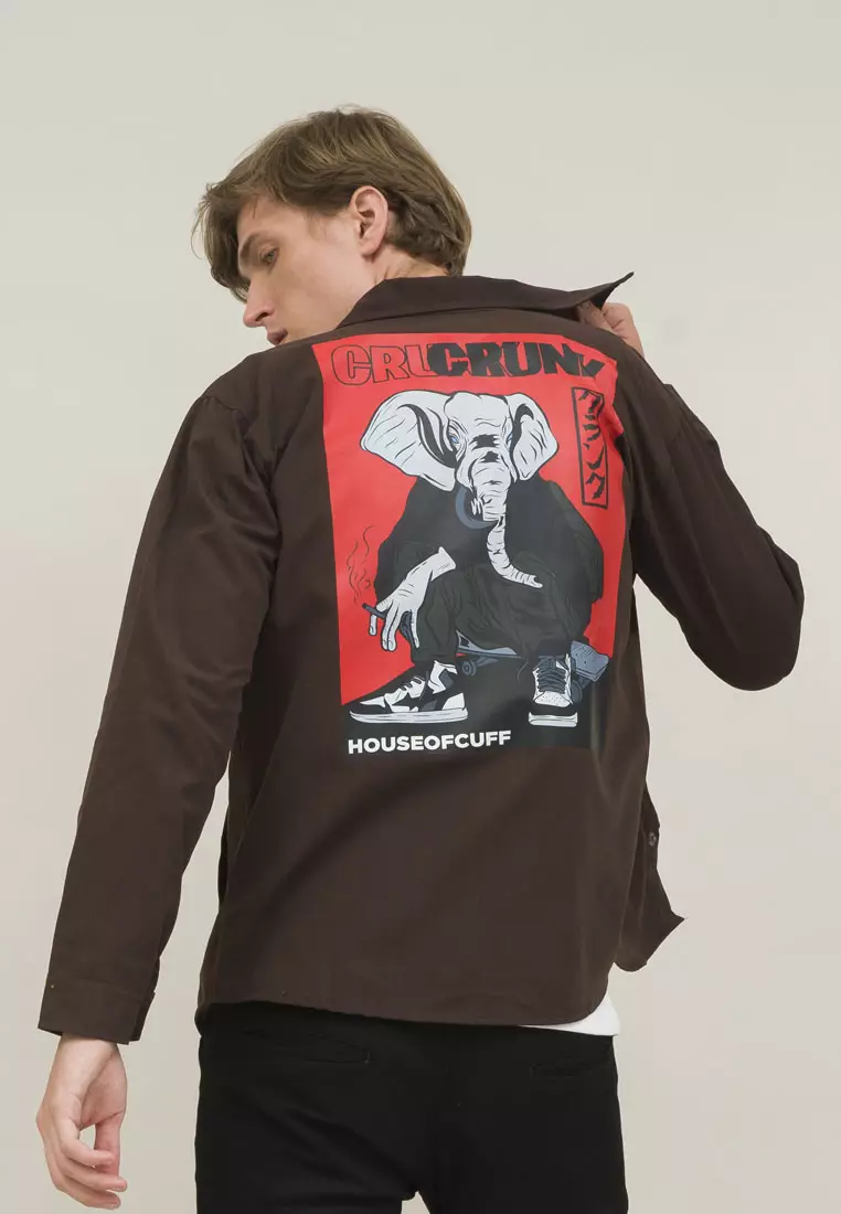 Jaket parka pria coklat kanvas trucker jacket CRUNK houseofcuff