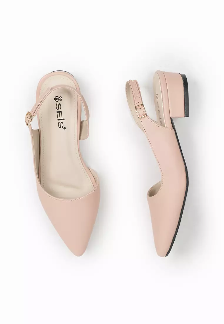 SEIS Cery Mules Heels Wanita - Slingback Hak 3 cm - PEACH