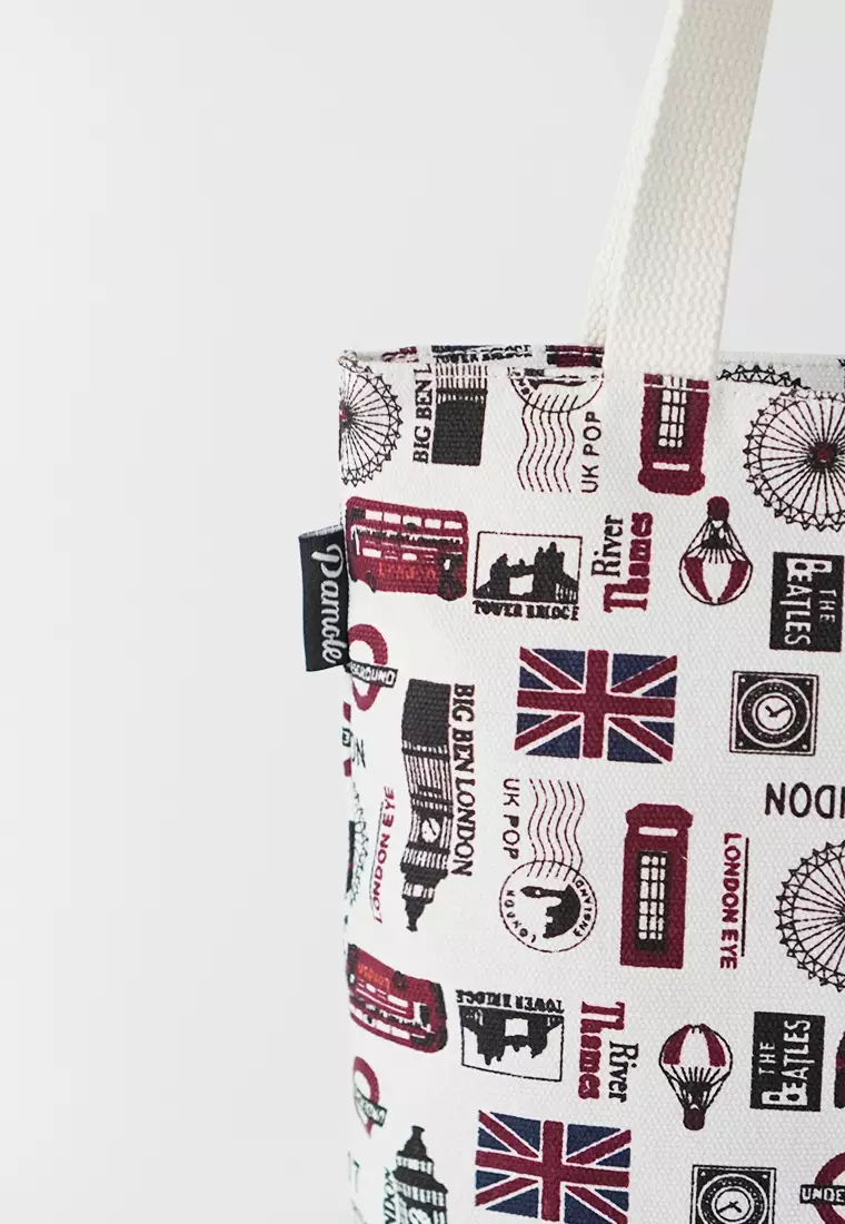 Tote Bag Tas Wanita Bahan Kanvas Penutup Resleting - London