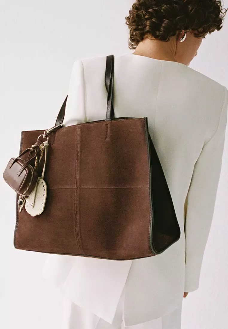 Suede Leather Shopper Bag