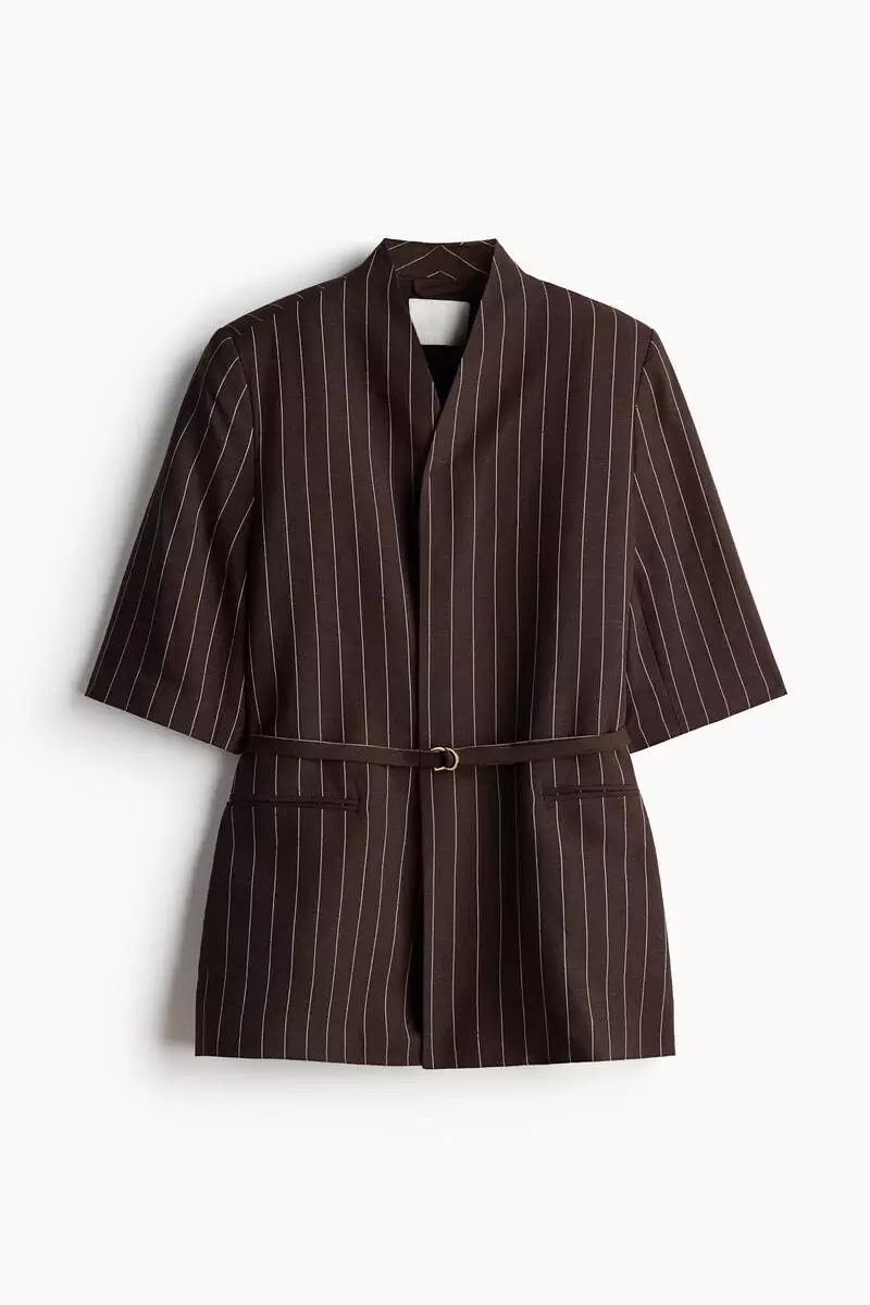 Short-sleeved linen-blend blazer