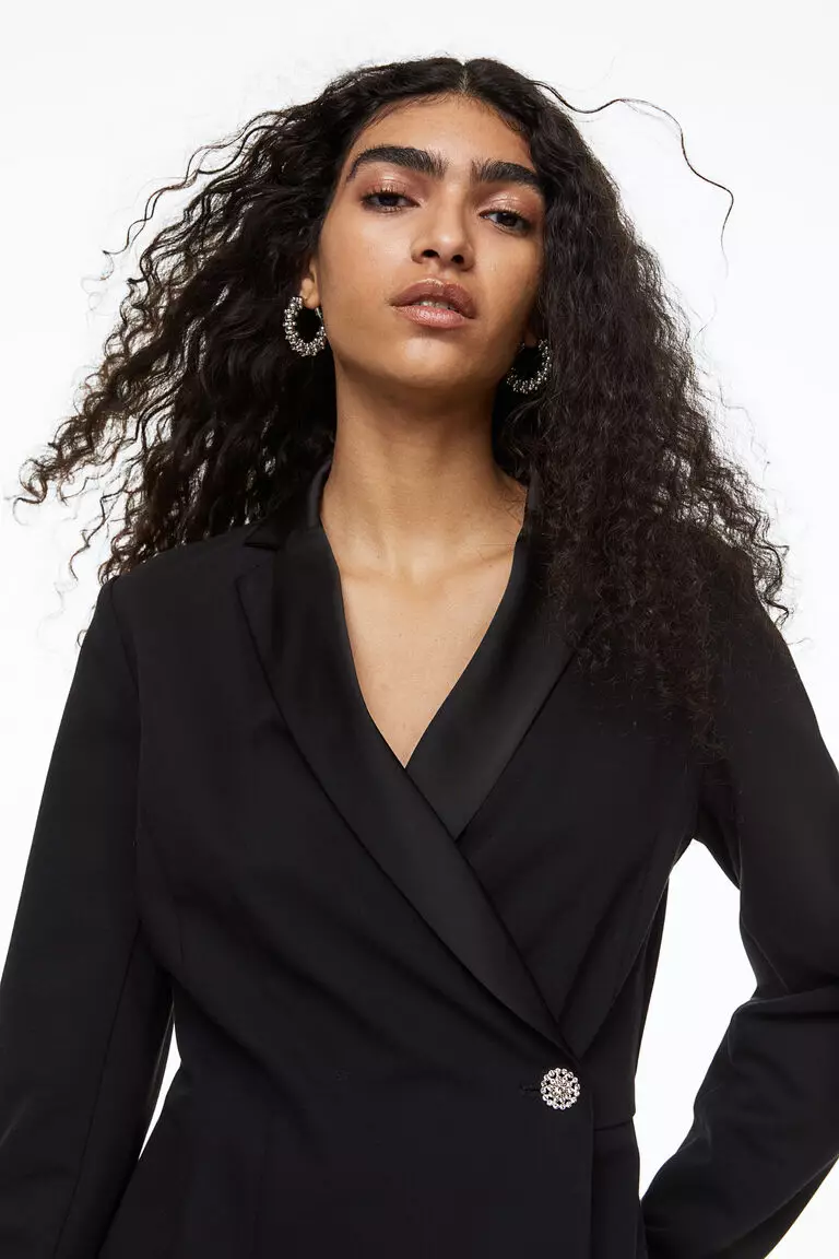 Rhinestone shop button blazer