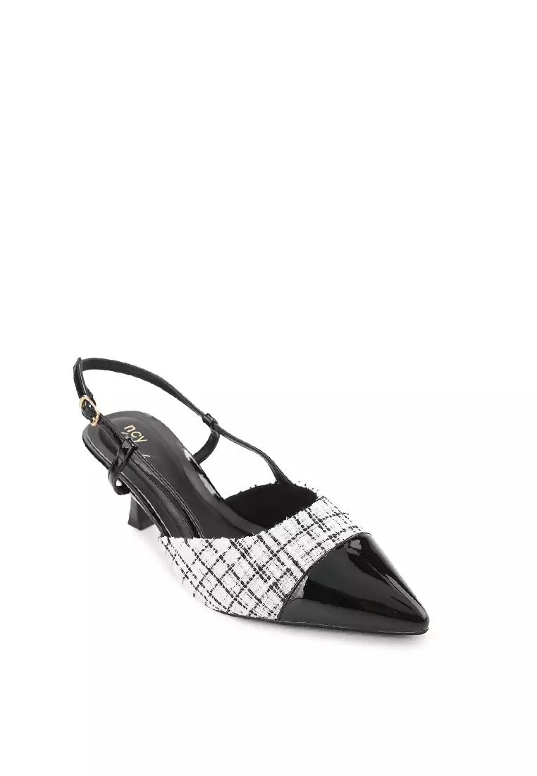 Demii J2477-16 Heels Mules Black/White