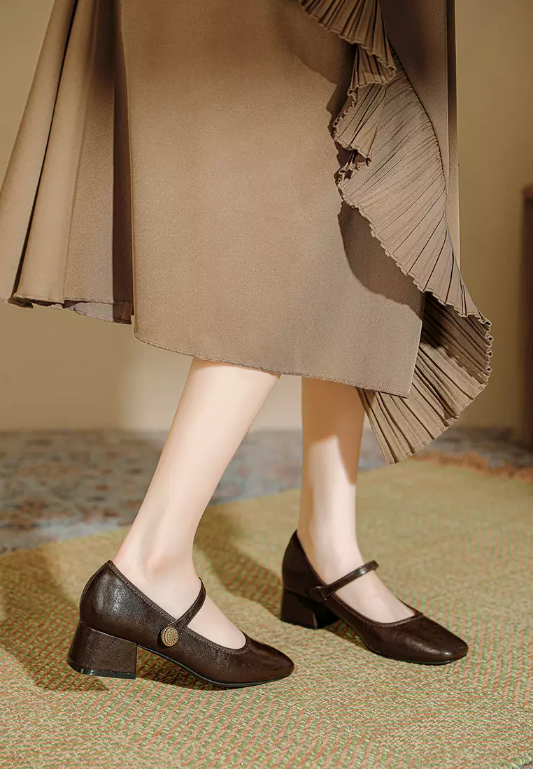 4CM Vintage Microfiber Leather Mary Jane Shoes TE2010-6
