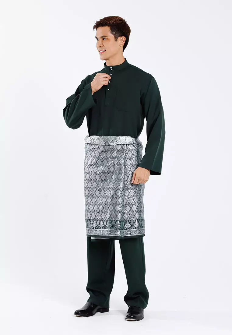 Alain Delon Baju Melayu Regular Fit Sedondon anak Budak - 19025001-49DarkGreen
