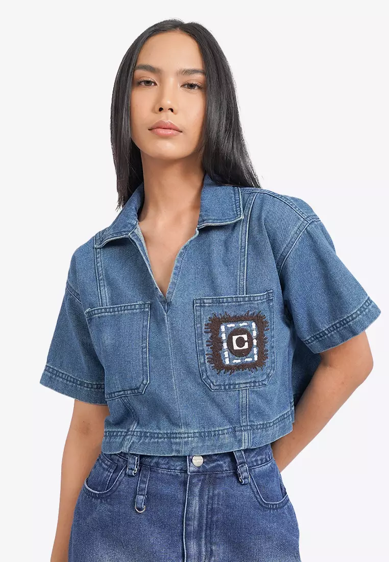 Pocket Crop Denim Shirt