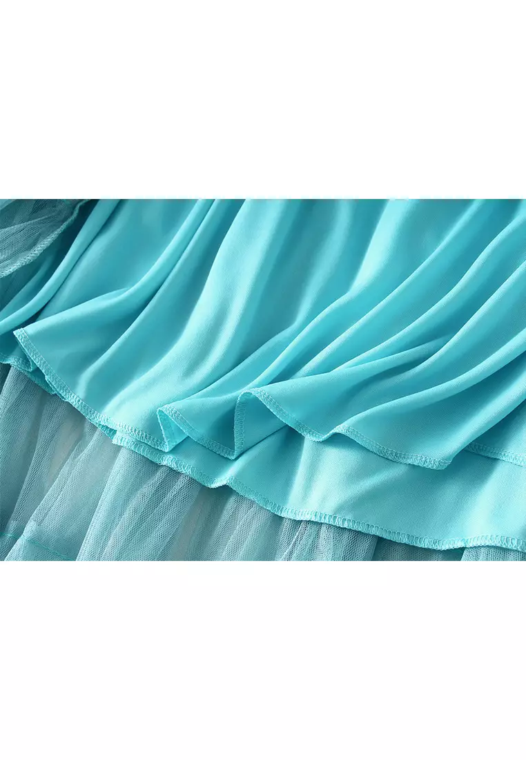 Spring/Summer Pleated Mesh Tiered Skirt AF2210