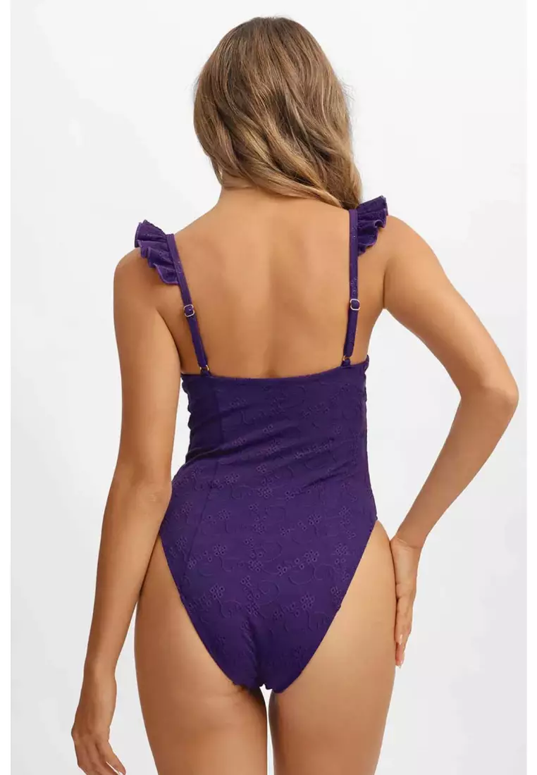 Hailey Ruffled Underwire One Piece Swimsuit / Dusk Eyelet