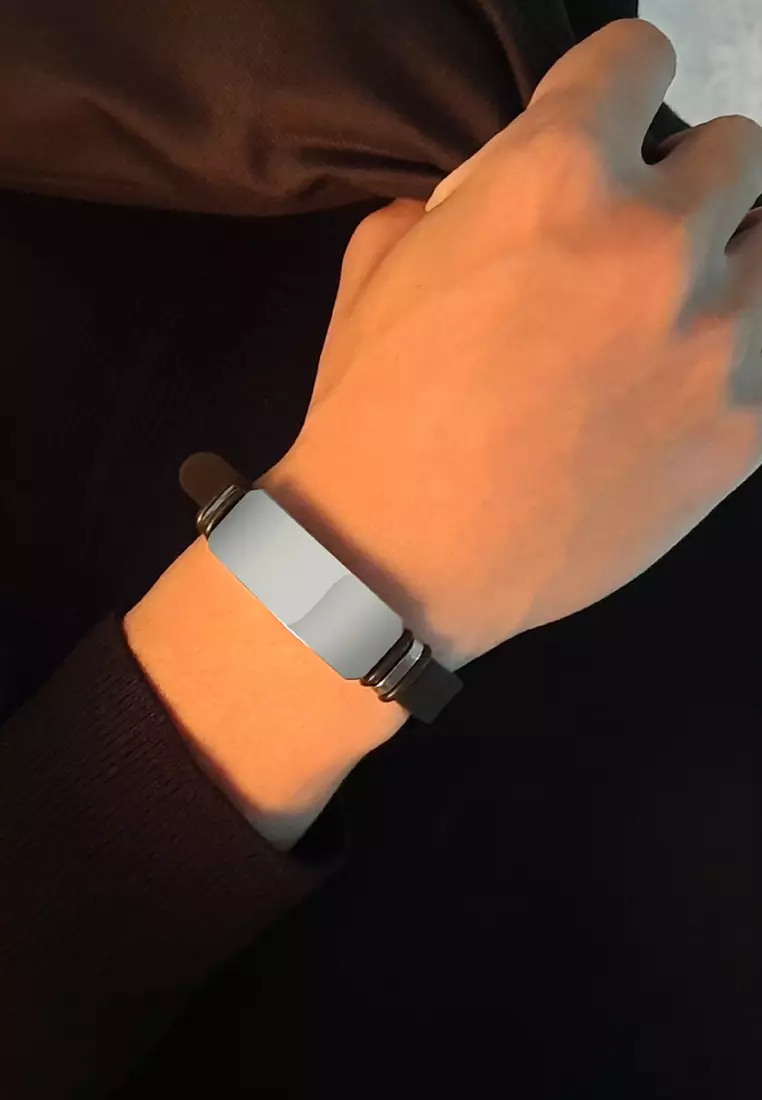 Titanium Steel Curved Plate Silicone Bracelet JW QX-109