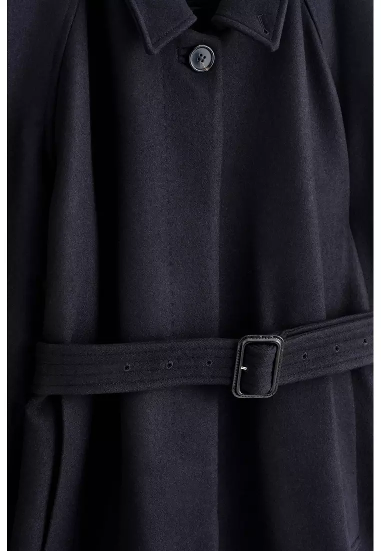 WOOL-BLEND LONG TRENCH COAT