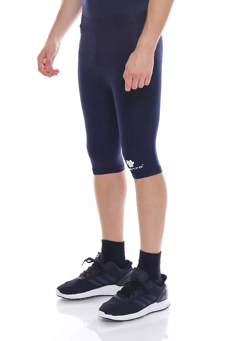 Tiento Man Compression Half Pants Navy Celana Legging Leging Selutut Pria Olahraga