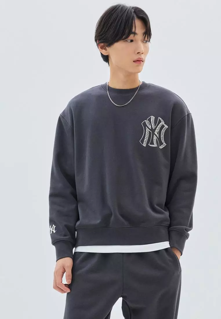 ☆MLB Korea☆ Basic Mega Logo Overfit Man to Man NY Charcoal upload_46e3232cfa5a44bbb4079cf