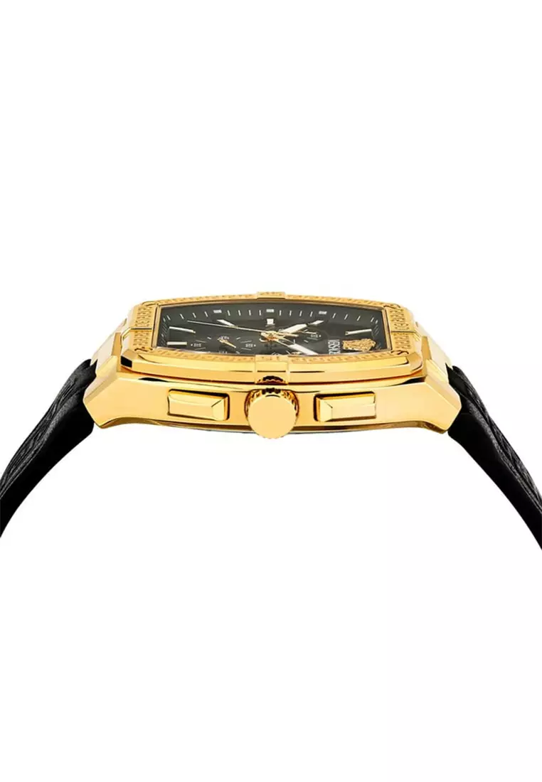 Versace Sporty Tonneau Greca Black Rubber Analog Quartz Watch For Men VESP00324