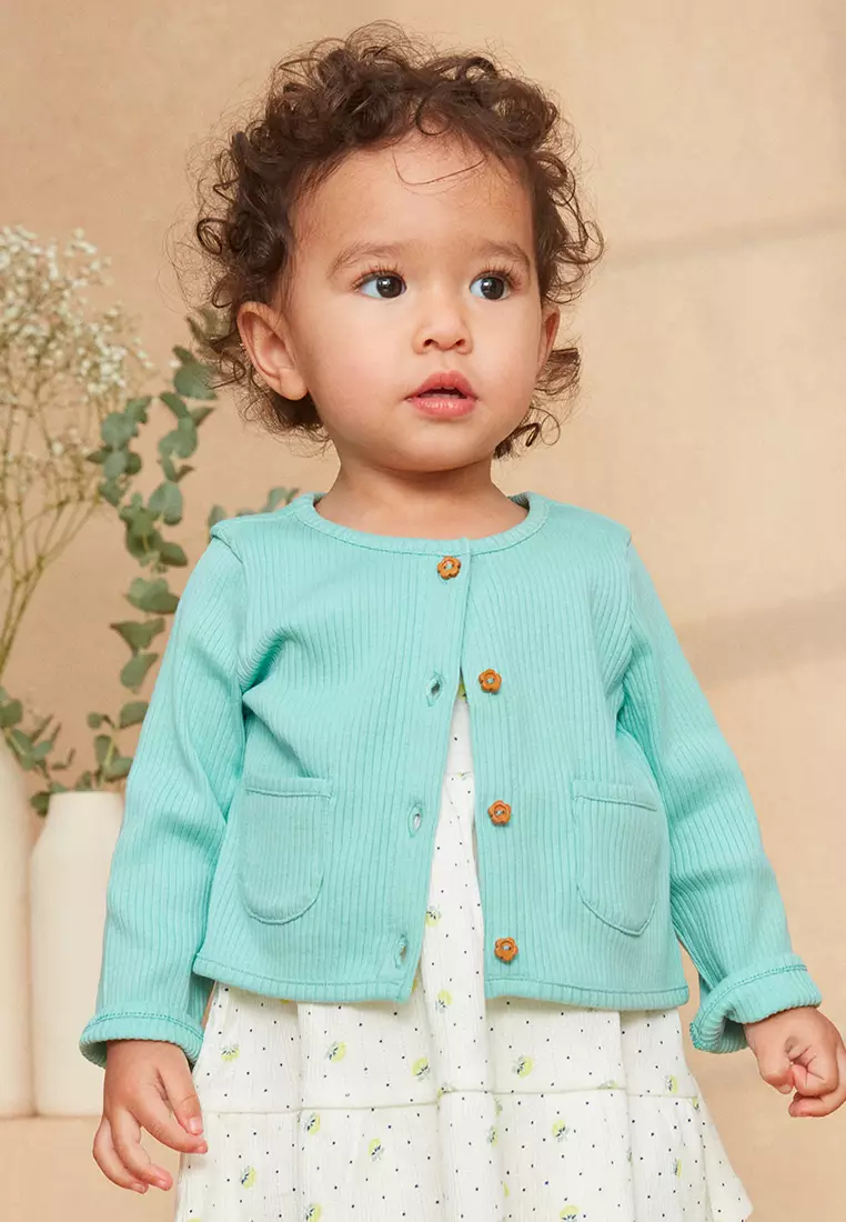 Light Turquoise Ribbed Cardigan