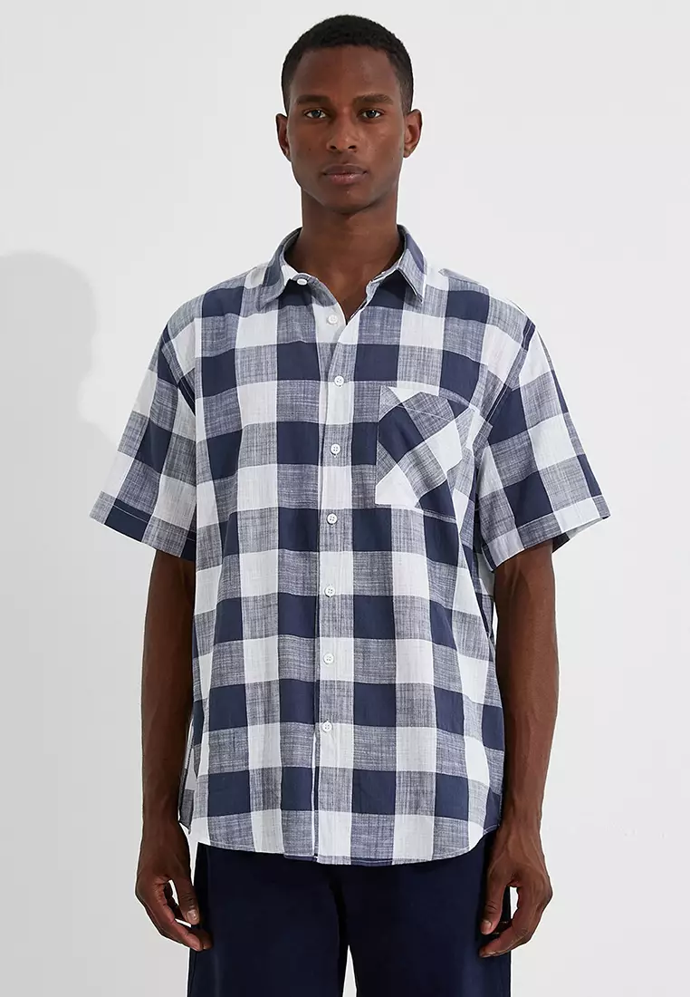 Checkered button cheap shirt
