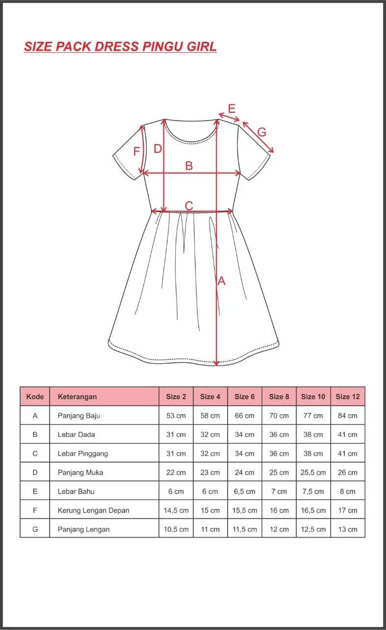 Pingu Long Dress Anak Perempuan Polos Merah 91001930