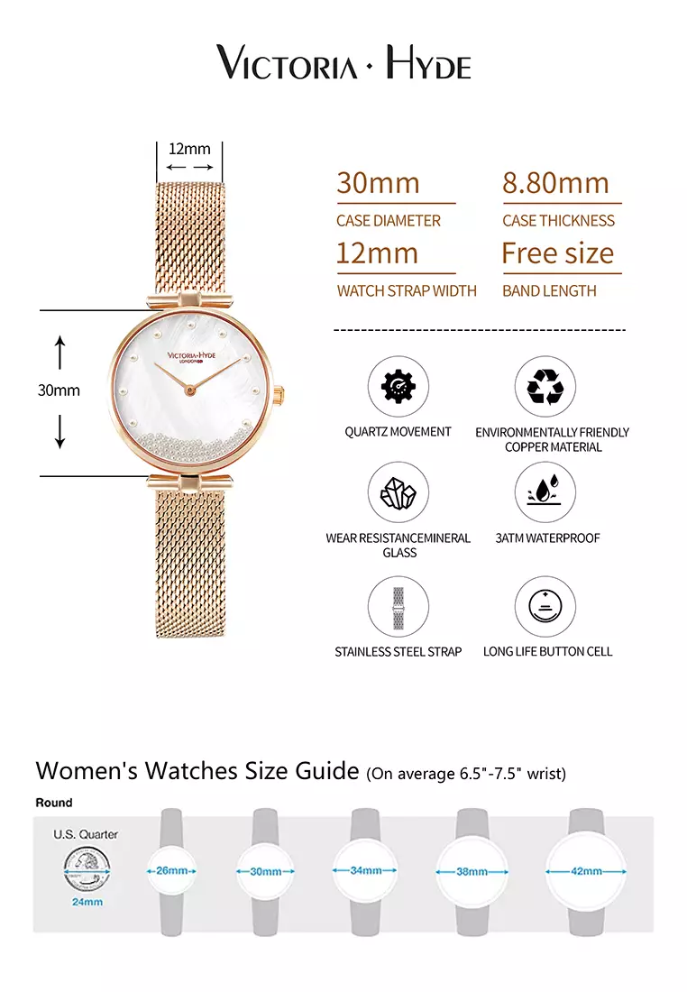 Pearl 30mm 女士手表 天然珍珠手表 玫瑰金不鏽鋼編織表帶 黃銅表殼-玫瑰金色