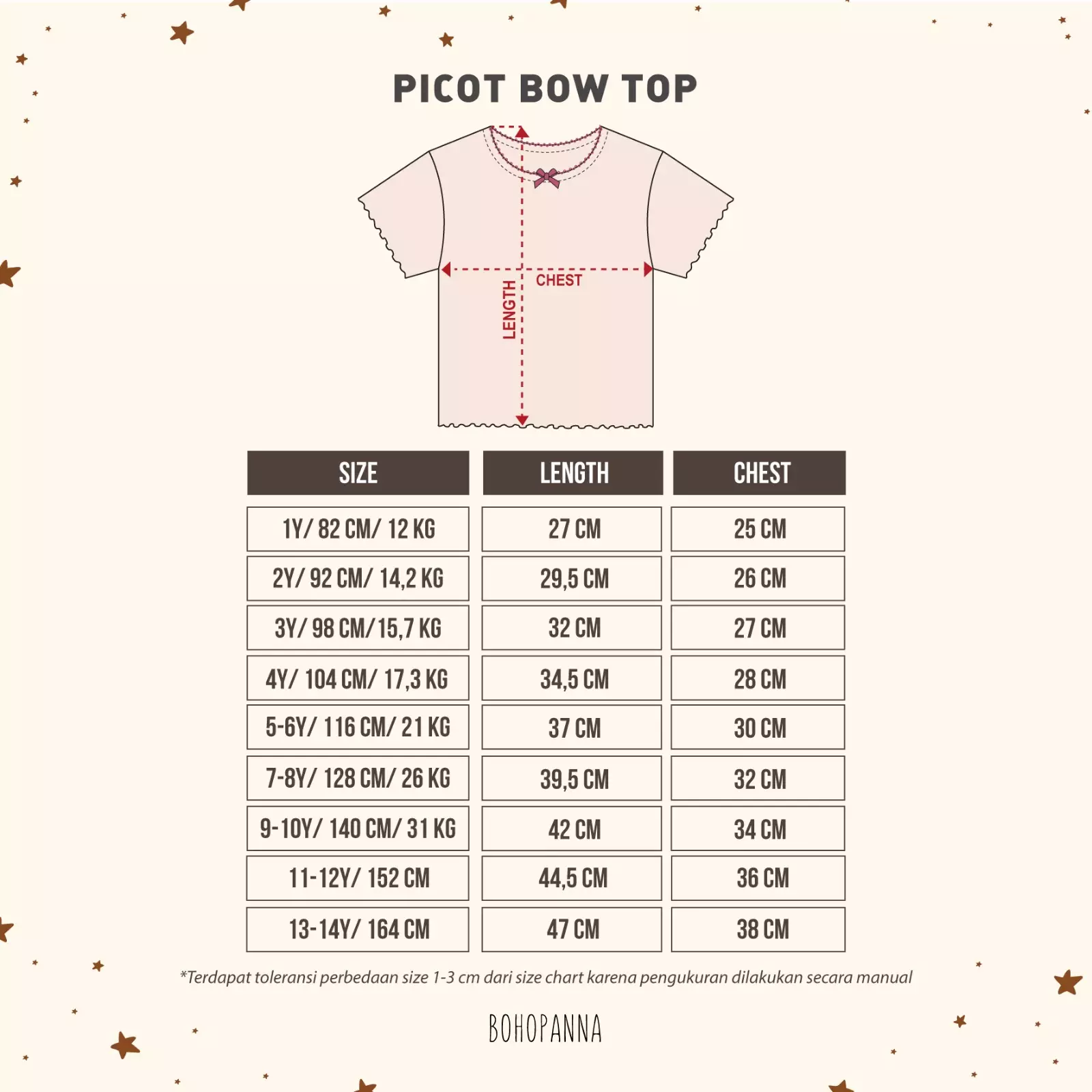 BOHOPANNA - PICOT BOW TOP - KAOS ANAK PEREMPUAN