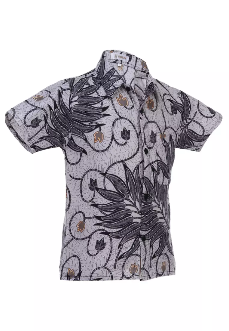Lucas Kemeja Formal Batik Anak Laki-laki Lengan Pendek Motif Melati Kids Traditional Shirt Material Cotton ORIGINAL - White