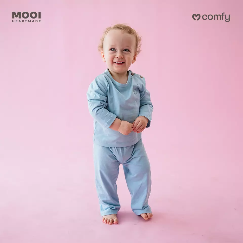 Mooi Setelan Piyama Bayi Comfy Baby Basic Pajamas - Sky Blue