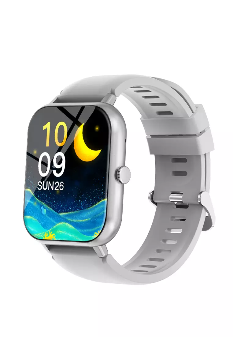 SmartWatch ZL54C Jam Pintar Full Touch Screen 1.83inci Olahraga BT Call Jam Tangan Wanita/Pria grey dengan tali jam gratis