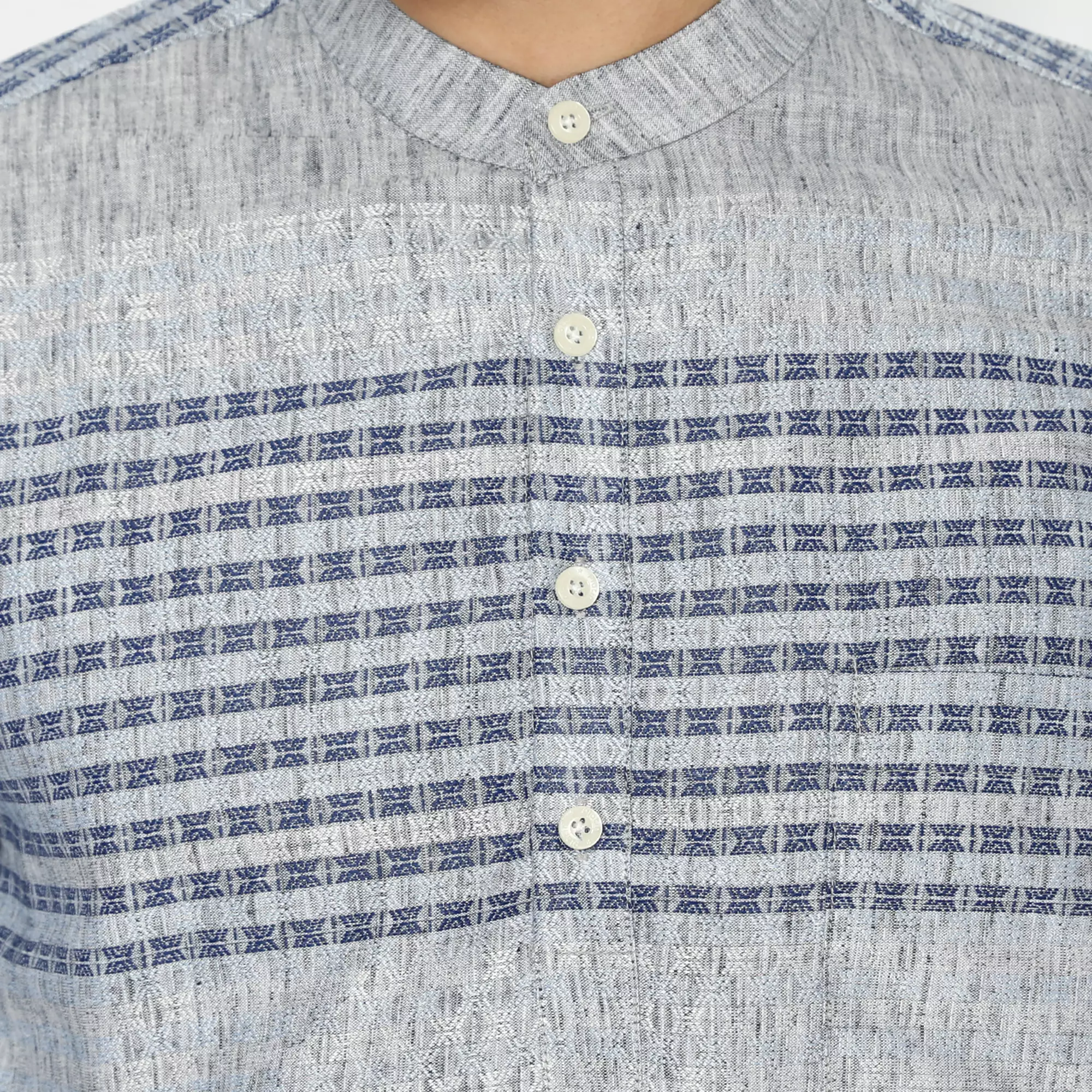 Platini Kemeja Koko Kurta Pria Lengan Panjang Katun Biru 86020