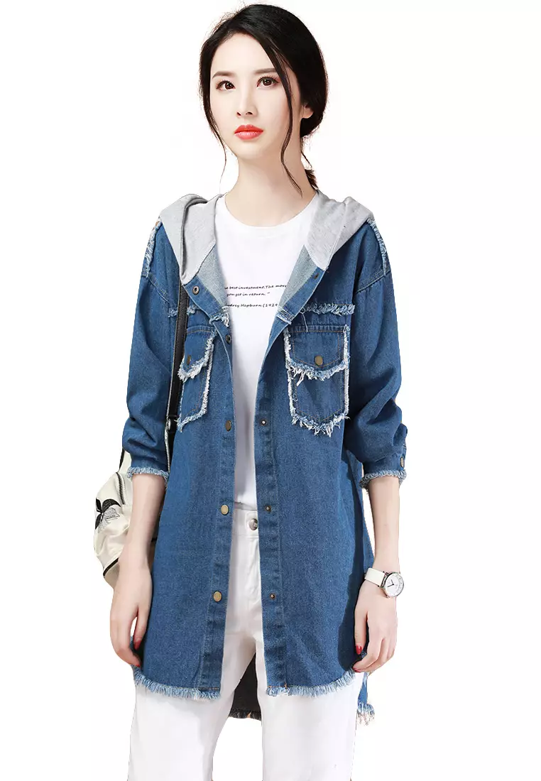 Girl jeans jacket top hotsell
