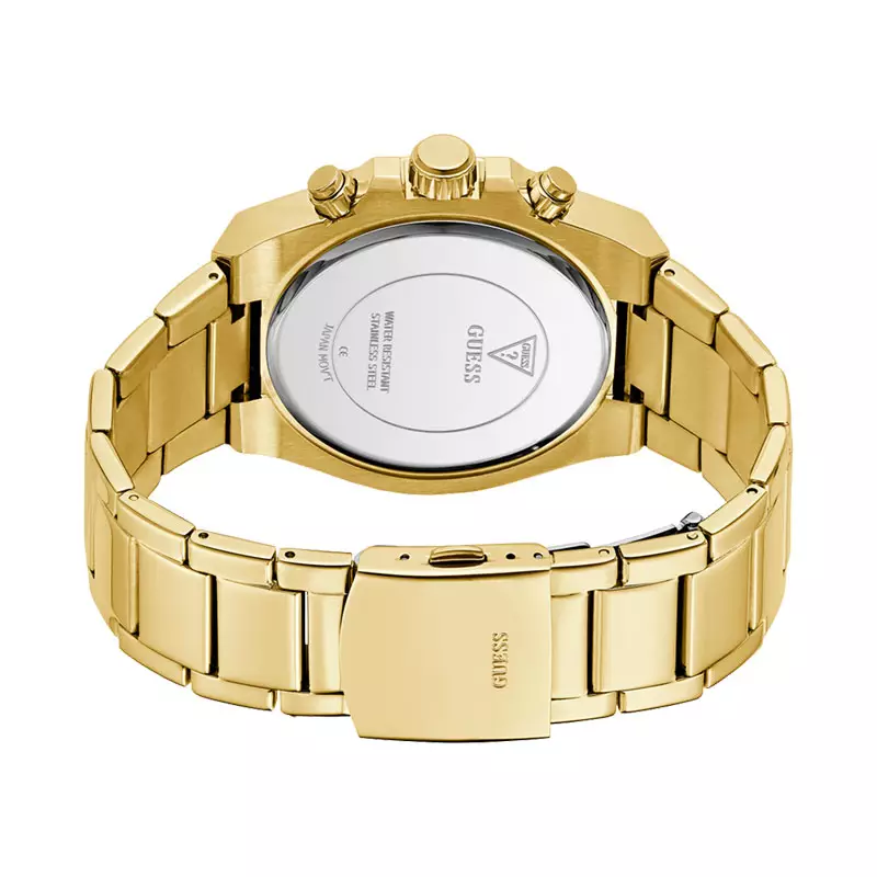 Jam Tangan Pria Guess Fury GW0899G2 Men Multifunction Gold Dial Gold Stainless Steel Strap