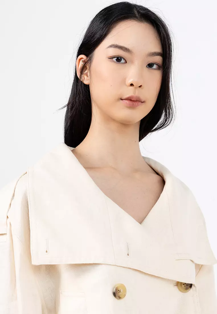 亞麻立領風褸