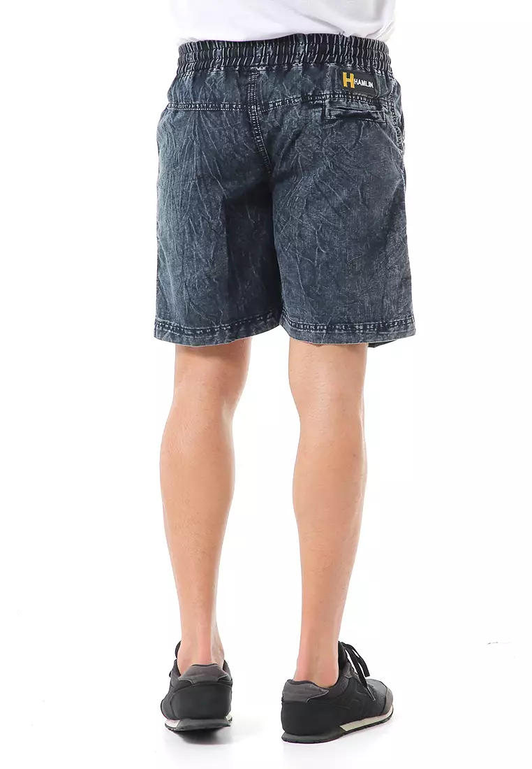 Grissham Celana Jeans Pendek Pria Short Pants Casual Material Denim ORIGINAL - Black Washed