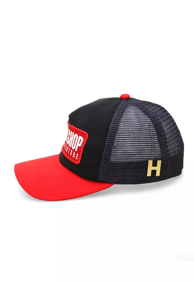 Raesan Topi Baseball Jaring Aksesoris Fashion Pria Adjustable Strap Material Polyester ORIGINAL - Black Red