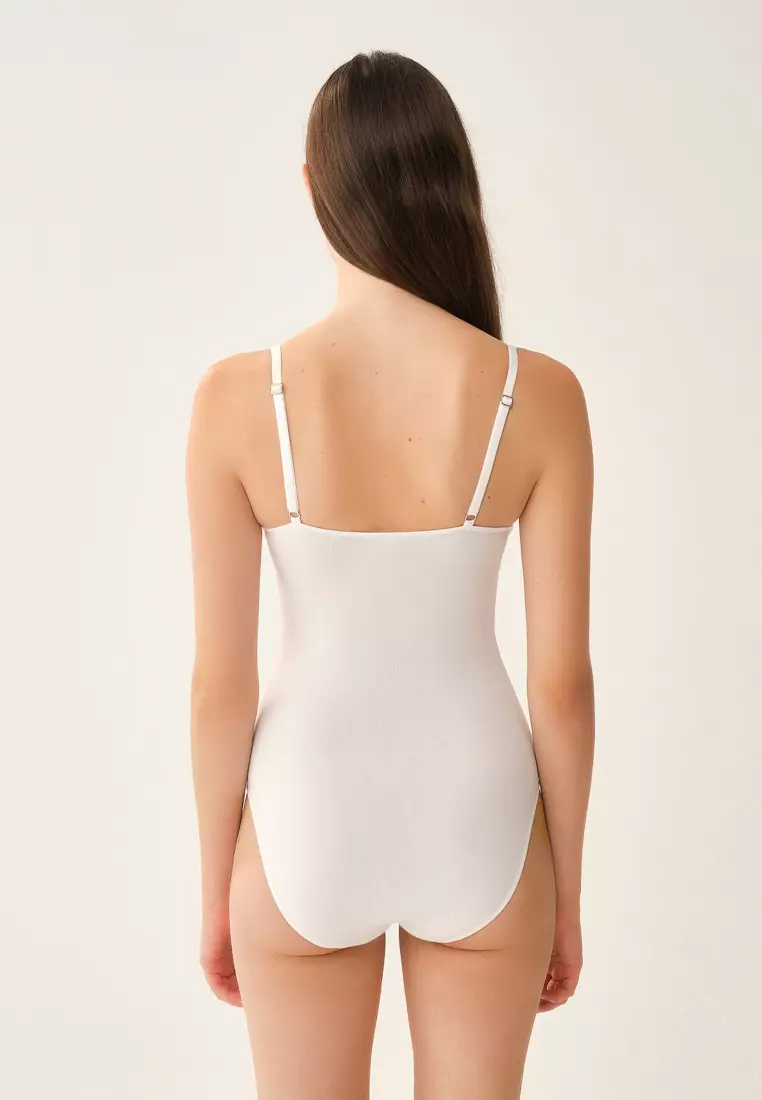 Buy DAGİ White Basic Bodysuits, Regular Fit, Thin Straps Underwear for  Women 2024 Online