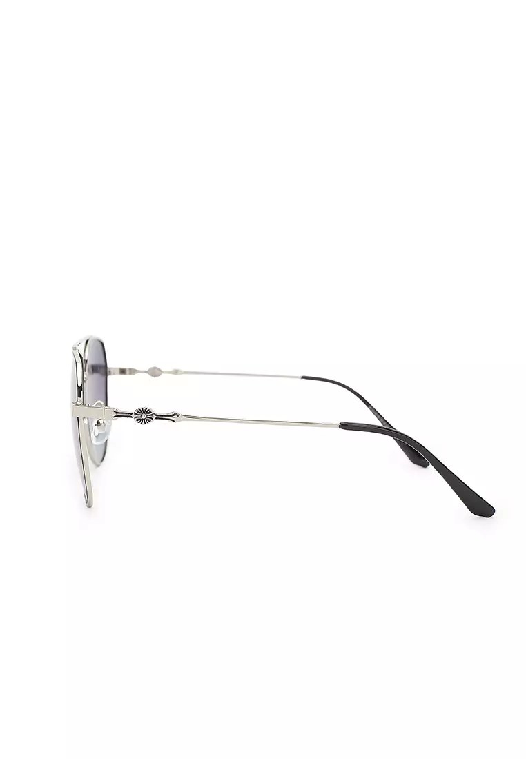 Unisex Polarized Aviator Sunglasses - Nickel White