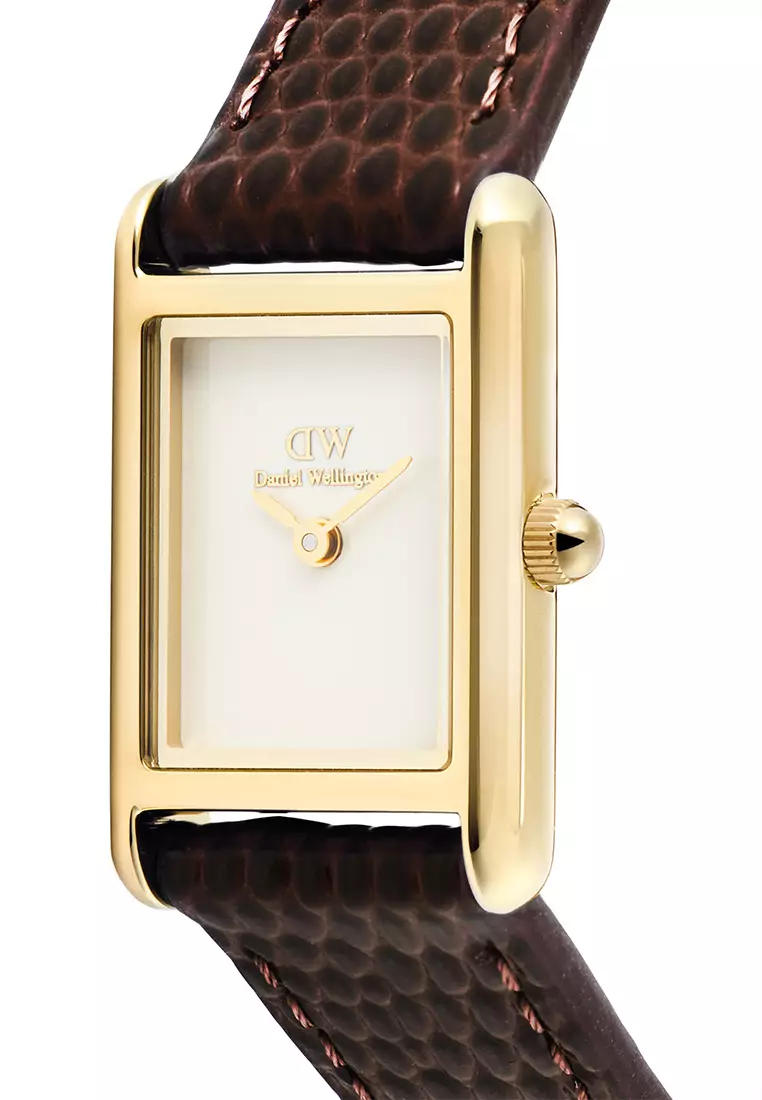 Bound Mini Dark Brown Lizard White Gold - Women Watch Stainless Steel Leather Strap watch DW Official Authentic Original jam tanggan perempuan DW jam tangan