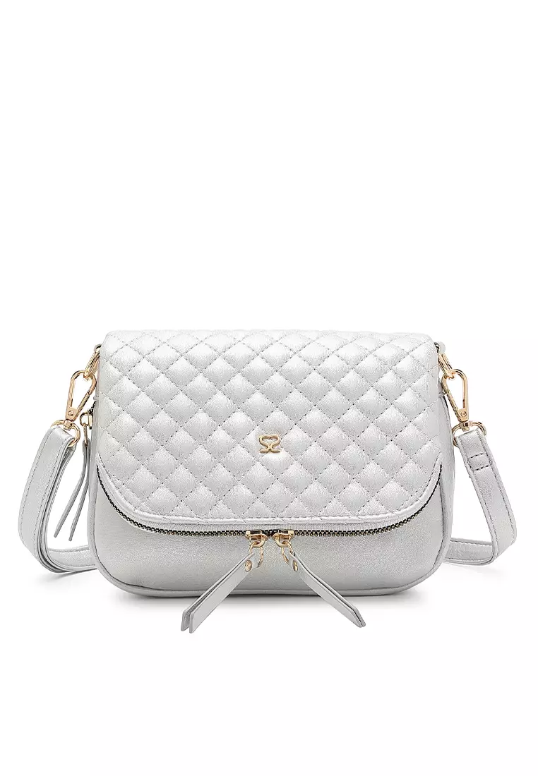 White and silver crossbody bag outlet