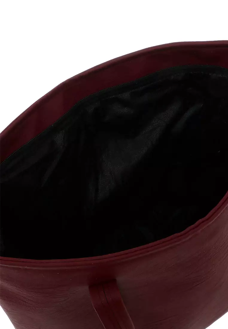 Aznii Tas Wanita Polos Design Simple Tote Bags Woman Casual - Maroon