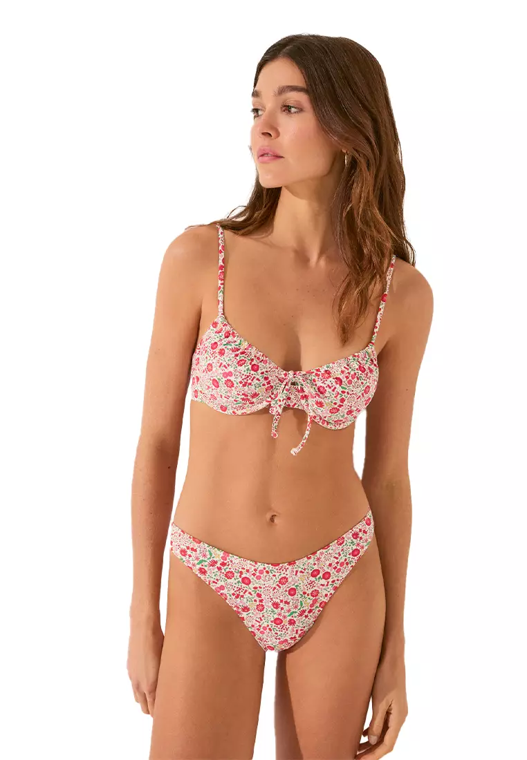 Red Mini Floral Brazilian Bikini Panty